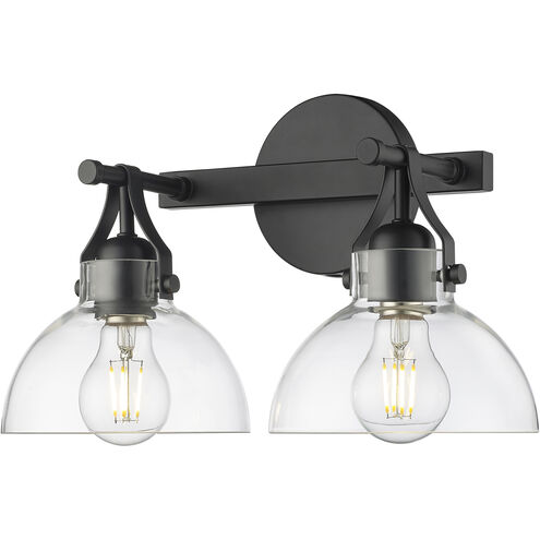 None 2 Light 14.5 inch Matte Black Bathroom Vanity Light Wall Light